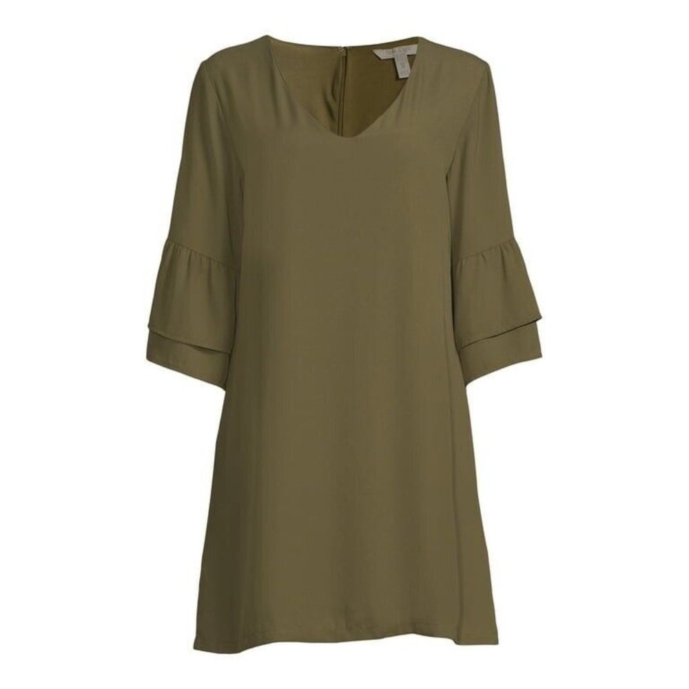 Women's Nine Eight New York Flounce Sleeve Shift Dress‎ Green XXL